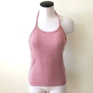 american eagle pink stripe halter neck tank top
